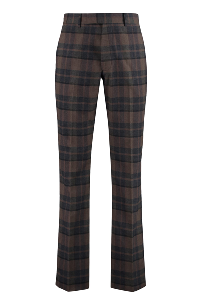 Amiri Checked Flared Cotton-blend Pants In Brown
