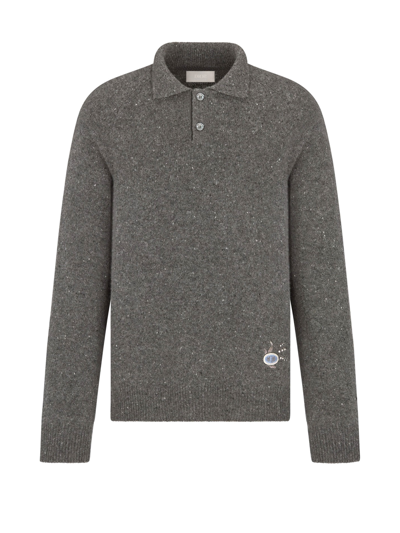 Dior Homme  Cashmere Polo Sweater In Grey