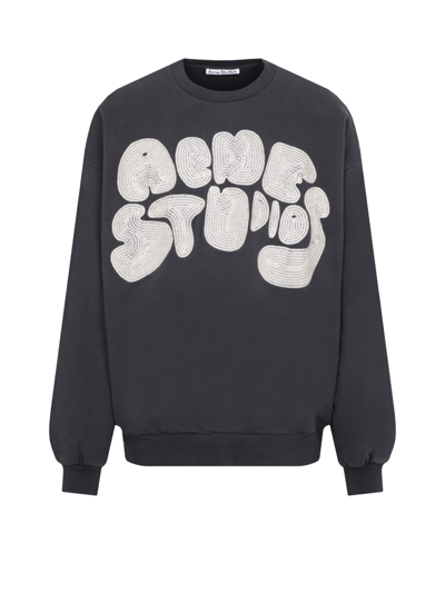 Acne Studios Sweater With Contrast Detail In Anthracite Grey