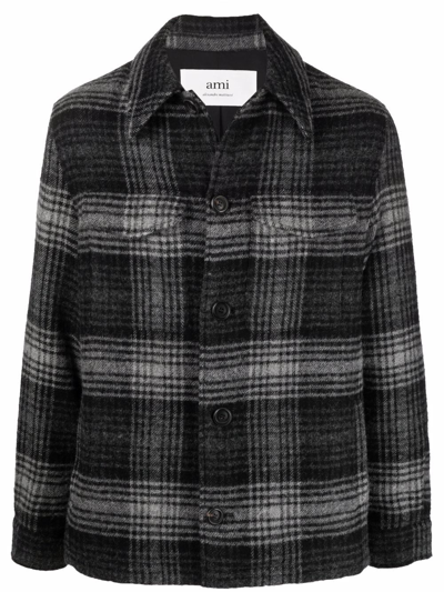 Ami Alexandre Mattiussi Checked Button-up Shirt Jacket In Black