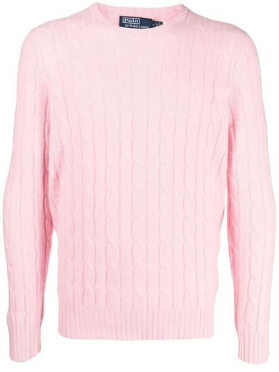 Polo Ralph Lauren Long-sleeved Cable-knit Jumper In Pink