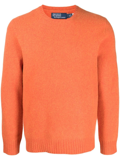 Polo Ralph Lauren Crew-neck Wool Jumper In Fire Orange Heather