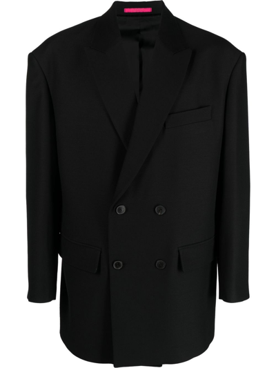 Valentino Double-breasted Blazer In Black