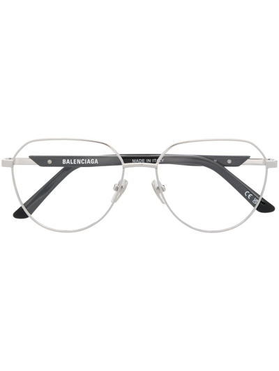 Balenciaga Round-frame Optical Glasses In Silver-silver-transp