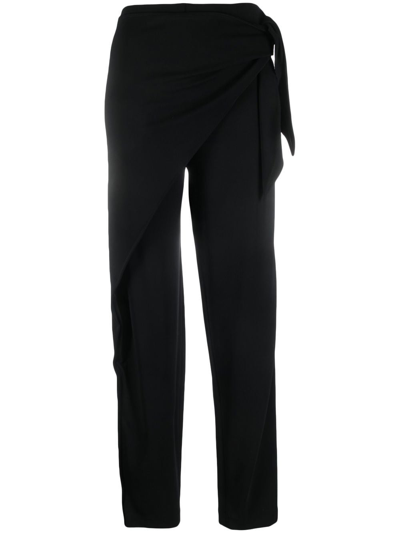 Polo Ralph Lauren Wrap-front Tuxedo Trousers In Black