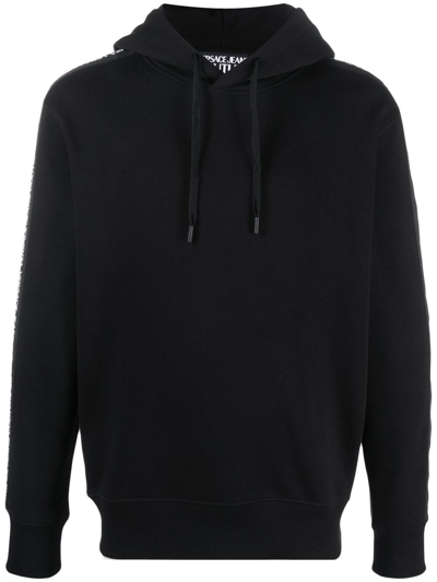 Versace Jeans Couture Logo-tape Pullover Hoodie In Black