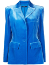 Alex Perry Carington Single-breasted Velvet Blazer In Blue