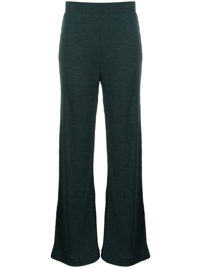 Vince Ribbed Knit Trousers In Green