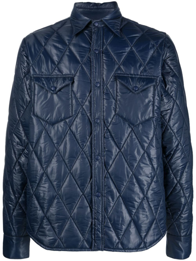 Aspesi Quilted Shirt Jacket In Blue