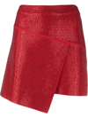 Andreädamo Asymmetrical Crystal-studded Wrap Skirt In Red
