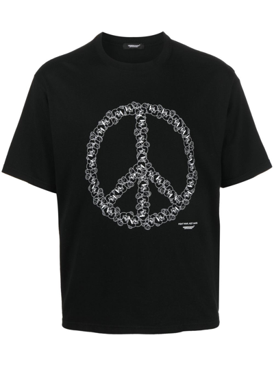 Undercover Peace-logo Print T-shirt In Black