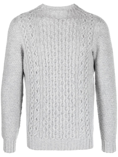 Drumohr Cable-knit Fitted Jumper In Grey
