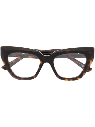 Balenciaga Tortoiseshell-effect Cat-eye Glasses In Brown