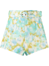 Zimmermann High Tide Ikat Shorts In Green