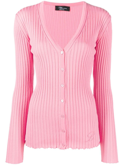 Blumarine V-neck Wool Cardigan In Light Pink