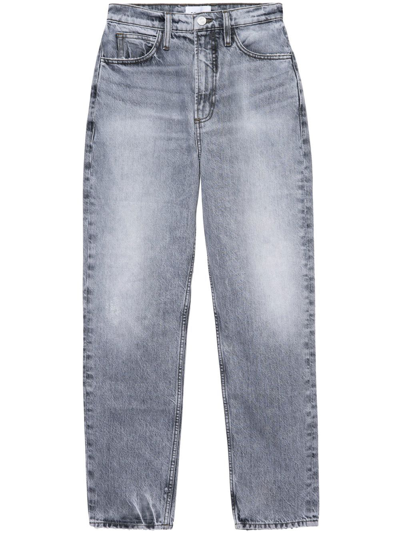Frame Mid-rise Straight Jeans In Grey