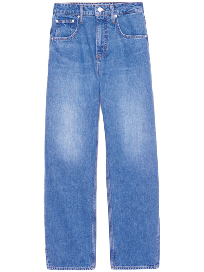 Frame High-rise Straight Jeans In Blue