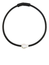 MONIES EBONY LEATHER-STRAP PEARL NECKLACE