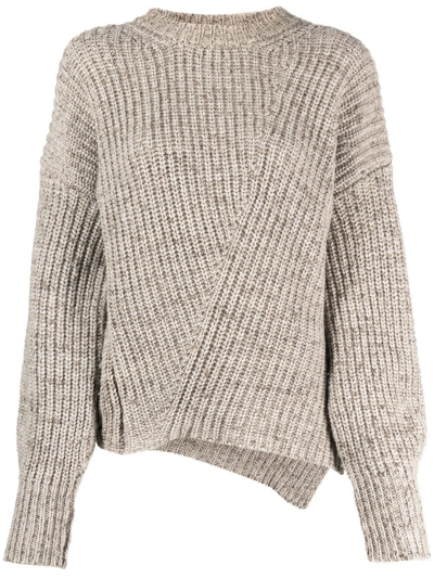 Paloma Wool Asymmetric-hem Ribbed-knit Jumper In Brown