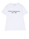 Philosophy Di Lorenzo Serafini Kids' Logo Embroidered Cotton Jersey T-shirt In White