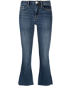 Frame Le Cropped High Rise Mini Bootcut Jeans In Porter In Blue