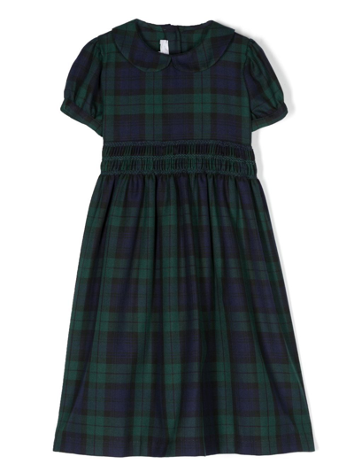 Mariella Ferrari Kids' Plaid-check Midi Dress In 蓝色