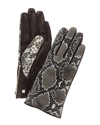 BRUNO MAGLI CASHMERE-LINED SNAKE-EMBOSSED LEATHER GLOVES