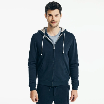 Nautica Mens Solid Full-zip Hoodie In Grey