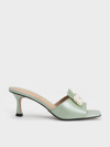 CHARLES & KEITH CHARLES & KEITH - BEADED LEATHER SQUARE-TOE MULES