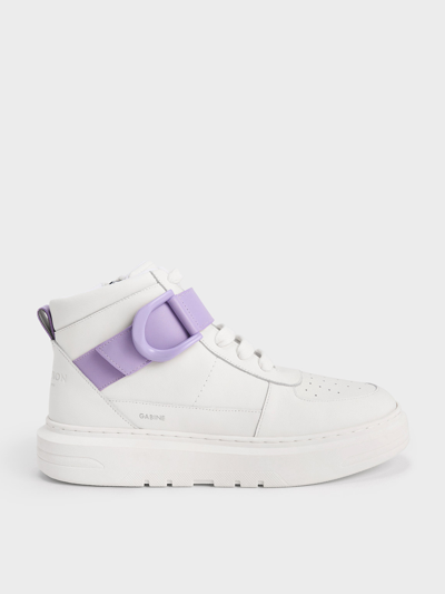 Charles & Keith Gabine Leather High-top Sneakers In Lilac