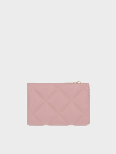 Charles & Keith Gemma Quilted Cardholder In Light Pink