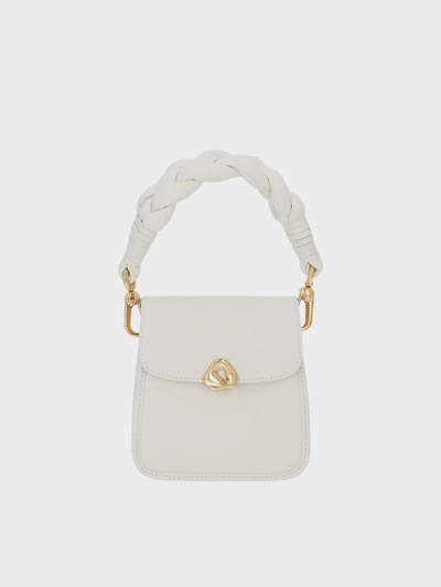 Charles & Keith Moira Braided Handle Pouch In White