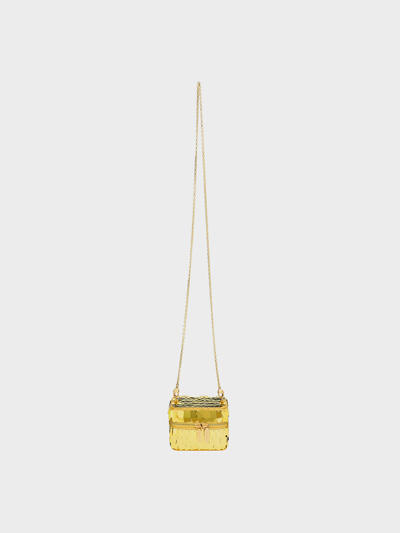Charles & Keith Disc-embellished Vanity Pouch In Gold