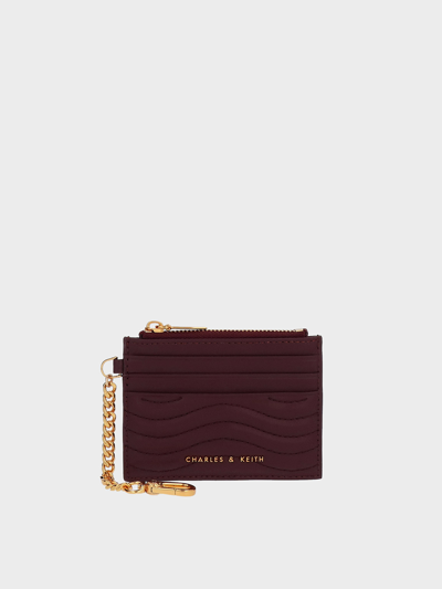 Charles & Keith Aubrielle Stitch-trim Zip Cardholder In Dark Chocolate