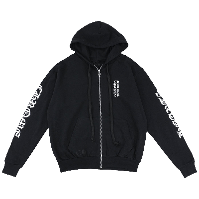 Pre-owned Chrome Hearts Letters Sleeve Fleece Zip Up Hoodie 'black/white'