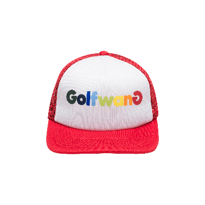 Pre-owned Golf Wang Happy Logo Trucker Hat 'red'