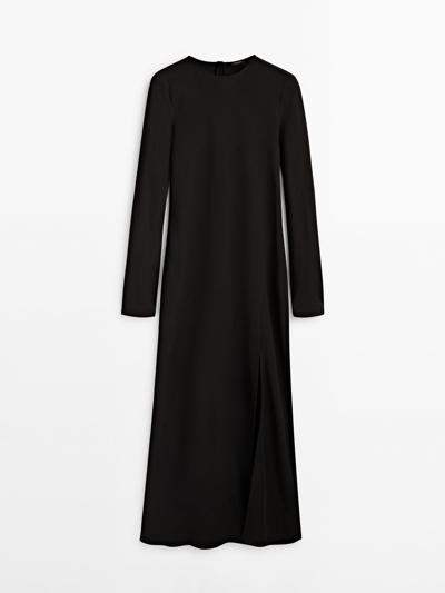 travel dress long sleeve Donna Karan Weekend Women's Tricot Knit Elbow-Sleeve Collared Polo Dress - Vapor
