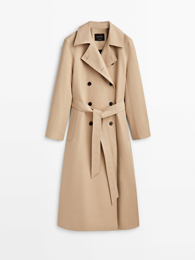 Massimo Dutti Trench Coat With Belt In Camel
