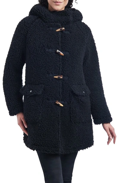 Lucky Brand Teddy Toggle Front Coat In Black