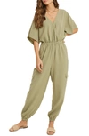 Wishlist V-neck Jumpsuit In S Olive