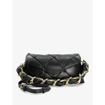 Dune Equisite Quilted Leather Clutch In Black-leather