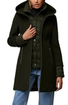 SOIA & KYO MIXED MEDIA WOOL BLEND COAT WITH QUILTED BIB INSERT