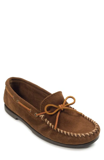 Minnetonka Leather Camp Moccasin In Brown