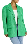 River Island Boucle Fitted Blazer In Green - Part Of A Set In Green
