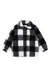 MILES THE LABEL KIDS' BUFFALO CHECK HIGH PILE FLEECE BUTTON-UP JACKET