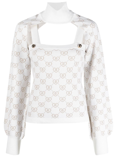 Blugirl Monogram-pattern Knit Jumper In Beige