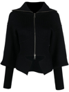 Andreädamo Ribbed-knit Zip-up Cardigan In Nero