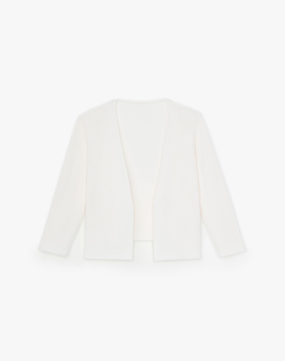 Lafayette 148 Open Front Crop Cardigan In White