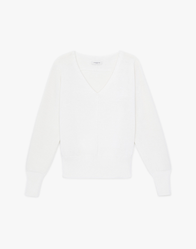 Lafayette 148 Plus-size Cottonsilk Tape Wide V-neck Dolman Sweater In White