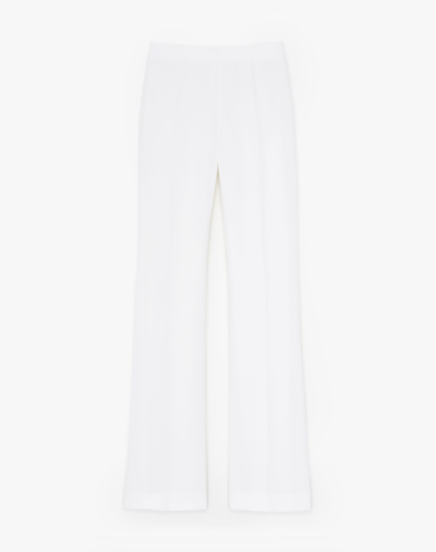 Lafayette 148 Petite Finesse Crepe Gates Side-zip Flared Trouser In White